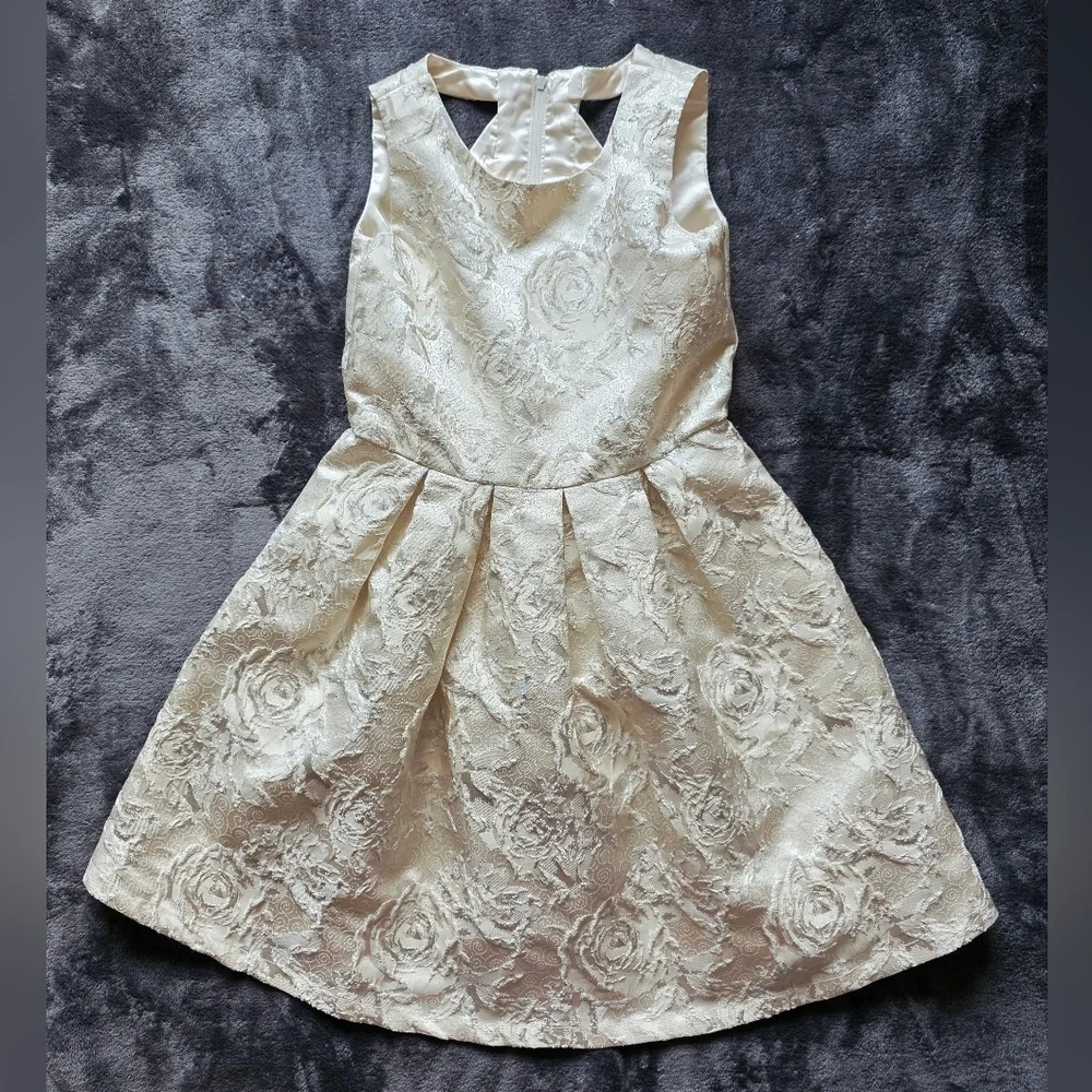 Girls Size 10 Childrens Place Ivory/ silver/ gold Floral Special Occasion Dress